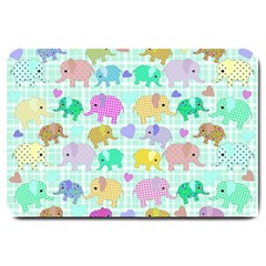 Cute Elephants  Large Doormat  by Valentinaart