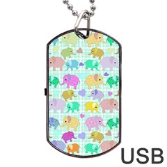 Cute Elephants  Dog Tag Usb Flash (two Sides)