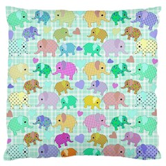 Cute Elephants  Large Flano Cushion Case (one Side)