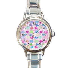 Cute Elephants  Round Italian Charm Watch by Valentinaart