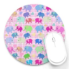 Cute Elephants  Round Mousepads by Valentinaart