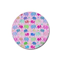 Cute Elephants  Rubber Coaster (round)  by Valentinaart