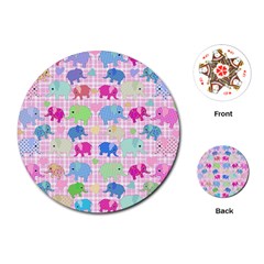 Cute Elephants  Playing Cards (round) 