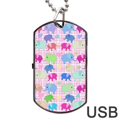 Cute Elephants  Dog Tag Usb Flash (two Sides)