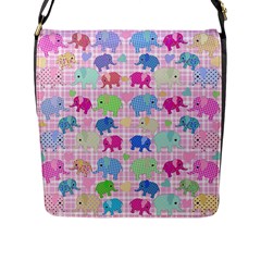 Cute Elephants  Flap Messenger Bag (l)  by Valentinaart