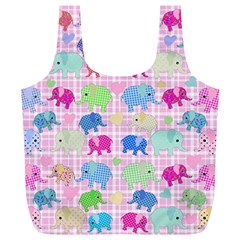 Cute Elephants  Full Print Recycle Bags (l)  by Valentinaart