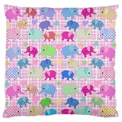 Cute Elephants  Large Flano Cushion Case (one Side)