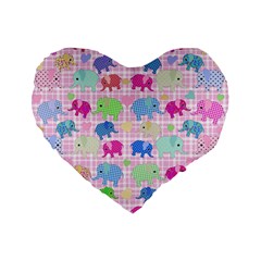 Cute Elephants  Standard 16  Premium Flano Heart Shape Cushions