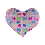 Cute elephants  Standard 16  Premium Flano Heart Shape Cushions Front