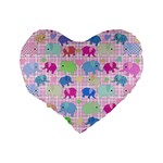 Cute elephants  Standard 16  Premium Flano Heart Shape Cushions Back