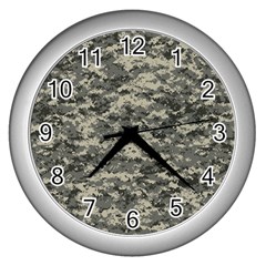 Us Army Digital Camouflage Pattern Wall Clocks (silver)  by Simbadda