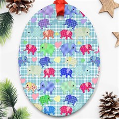 Cute Elephants  Ornament (oval) by Valentinaart