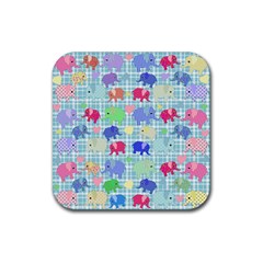 Cute Elephants  Rubber Coaster (square)  by Valentinaart