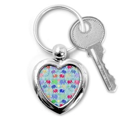 Cute Elephants  Key Chains (heart)  by Valentinaart