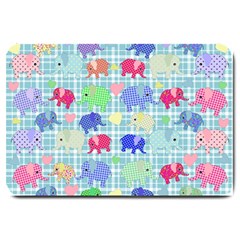 Cute Elephants  Large Doormat  by Valentinaart