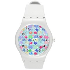 Cute Elephants  Round Plastic Sport Watch (m) by Valentinaart