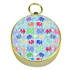 Cute Elephants  Gold Compasses by Valentinaart