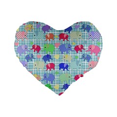 Cute Elephants  Standard 16  Premium Flano Heart Shape Cushions