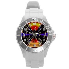 Diamond Manufacture Round Plastic Sport Watch (l) by Simbadda