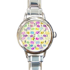 Cute Elephants  Round Italian Charm Watch by Valentinaart