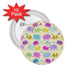 Cute Elephants  2 25  Buttons (10 Pack)  by Valentinaart