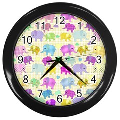 Cute Elephants  Wall Clocks (black) by Valentinaart