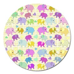 Cute Elephants  Magnet 5  (round) by Valentinaart