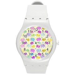 Cute Elephants  Round Plastic Sport Watch (m) by Valentinaart