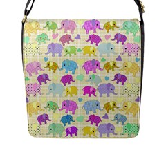 Cute Elephants  Flap Messenger Bag (l)  by Valentinaart