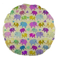 Cute Elephants  Large 18  Premium Flano Round Cushions by Valentinaart