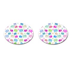 Cute Elephants  Cufflinks (oval) by Valentinaart