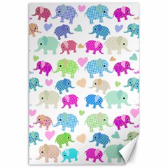 Cute Elephants  Canvas 12  X 18   by Valentinaart