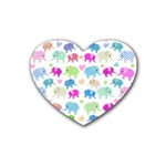 Cute elephants  Rubber Coaster (Heart)  Front