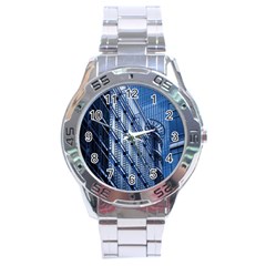 Building Architectural Background Stainless Steel Analogue Watch by Simbadda