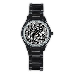 Pattern Stainless Steel Round Watch