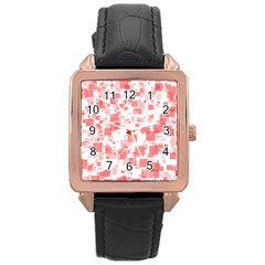 Pattern Rose Gold Leather Watch 