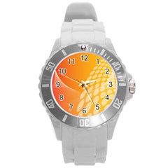 Abstract Orange Background Round Plastic Sport Watch (l) by Simbadda