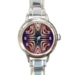 Vibrant Pattern Colorful Seamless Pattern Round Italian Charm Watch Front