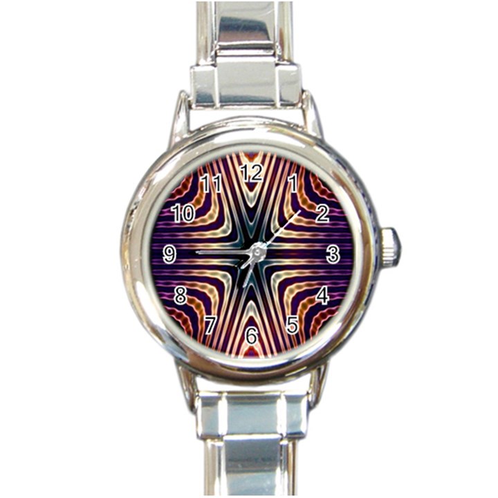 Vibrant Pattern Colorful Seamless Pattern Round Italian Charm Watch