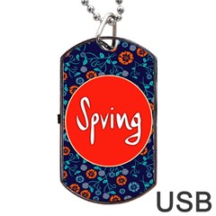 Floral Texture Pattern Card Floral Seamless Vector Dog Tag Usb Flash (one Side) by Simbadda