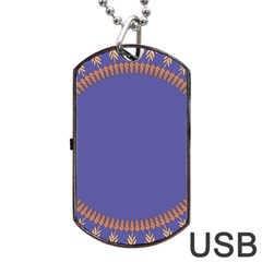 Frame Of Leafs Pattern Background Dog Tag Usb Flash (one Side) by Simbadda