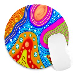 Hand Painted Digital Doodle Abstract Pattern Round Mousepads by Simbadda