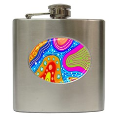 Hand Painted Digital Doodle Abstract Pattern Hip Flask (6 Oz) by Simbadda