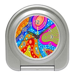 Hand Painted Digital Doodle Abstract Pattern Travel Alarm Clocks