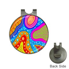 Hand Painted Digital Doodle Abstract Pattern Hat Clips With Golf Markers by Simbadda