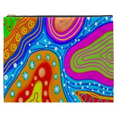 Hand Painted Digital Doodle Abstract Pattern Cosmetic Bag (xxxl)  by Simbadda