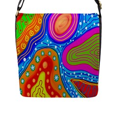 Hand Painted Digital Doodle Abstract Pattern Flap Messenger Bag (l)  by Simbadda