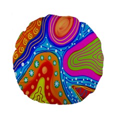 Hand Painted Digital Doodle Abstract Pattern Standard 15  Premium Flano Round Cushions by Simbadda