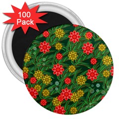 Completely Seamless Tile With Flower 3  Magnets (100 Pack) by Simbadda