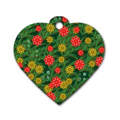 Completely Seamless Tile With Flower Dog Tag Heart (one Side) by Simbadda